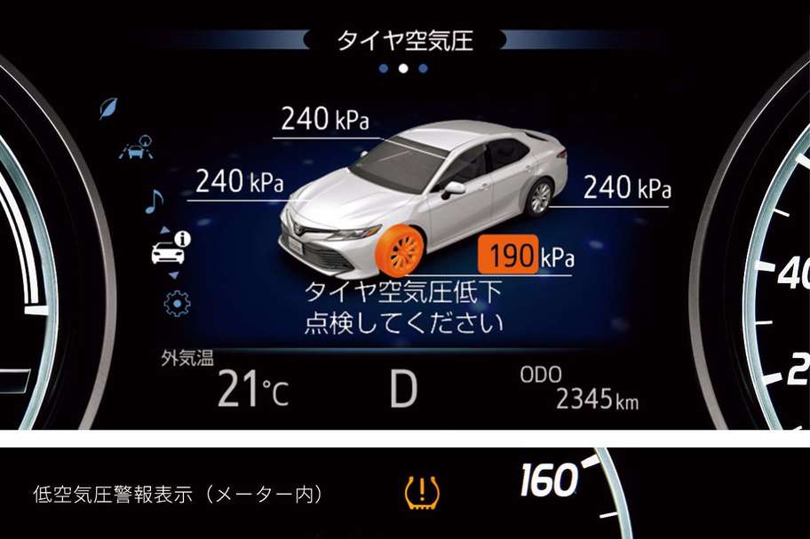 タイヤ空気圧警報システム(TPWS*1)/低空気圧警報表示(メーター内)