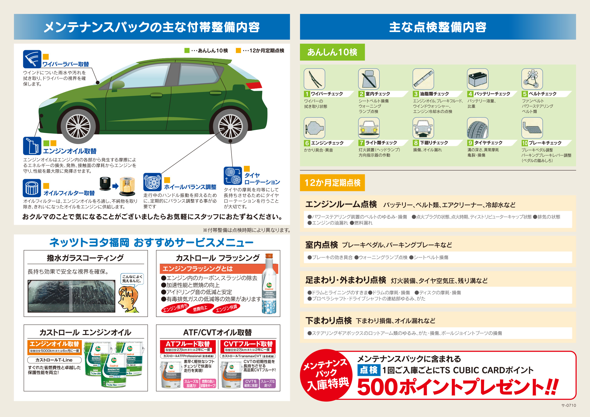 サービス入庫時メンテナンスパック（車検無し） | ネッツトヨタ福岡